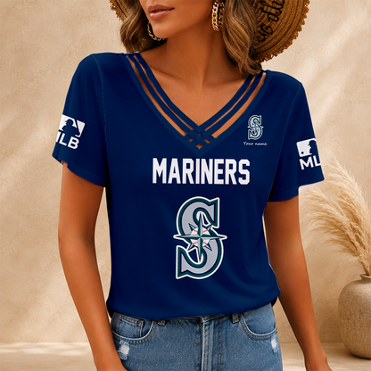 [HOMERUN DEAL] NEW CUSTOMIZED MLB14 SMS SEATTLE MARINERS V-NECK SHIRT