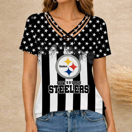 [TOUCHDOWN DEAL] NEW CUSTOMIZED NFL14 PSB PITTSBURGH STEELERS V-NECK SHIRT