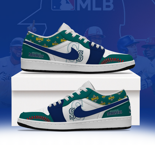 [HOMERUN DEAL] NEW CUSTOMIZED MLB14 SMS SEATTLE MARINERS AIR JORDAN LOW SHOES