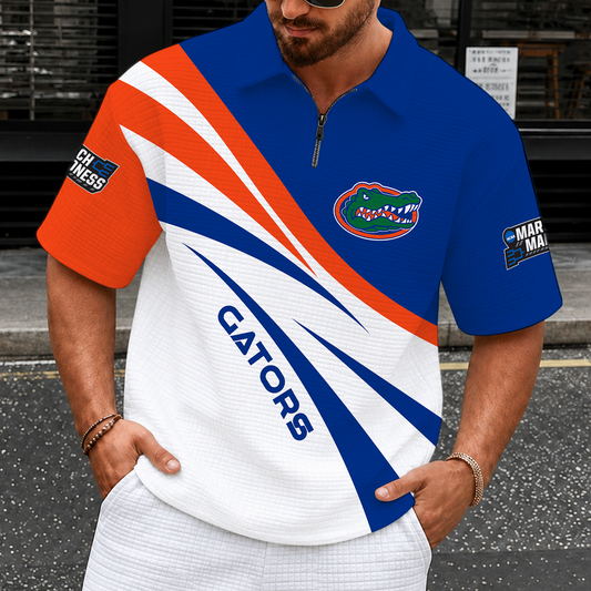 [SLAM DUNK DEAL] NEW CUSTOMIZED NCAA MAM14 FLG FLORIDA GATORS QUARTER-ZIP POLO SHIRT