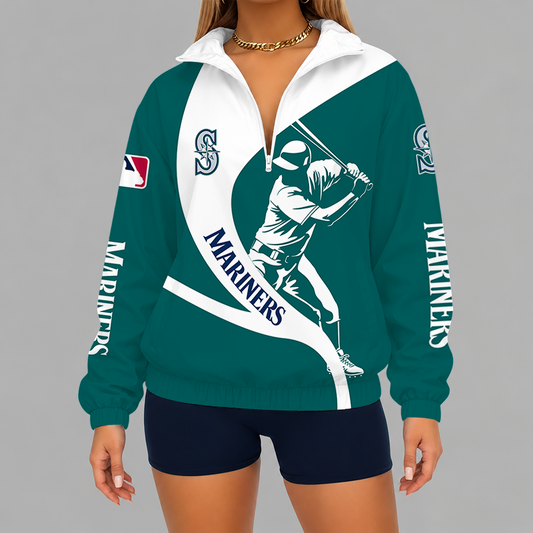 [HOMERUN DEAL] NEW CUSTOMIZED MLB14 SMS SEATTLE MARINERS V-NECK ZIPPER SWEATSHIRT JACKET