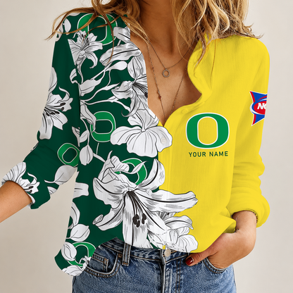 [TOUCHDOWN DEAL] NEW CUSTOMIZED NCAA FBS14 OGD OREGON DUCKS WOMEN CASUAL SHIRT