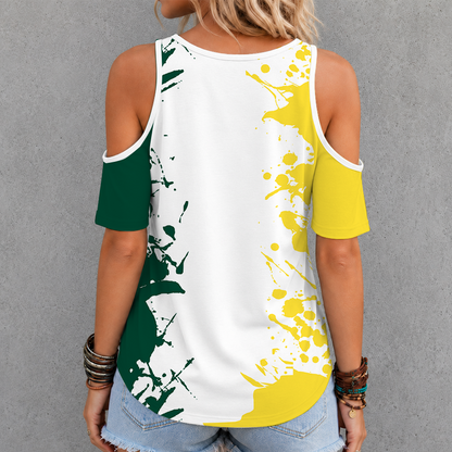 [TOUCHDOWN DEAL]NEW CUSTOMIZED NCAA FBS14 OGD OREGON DUCKS CRISS CROSS V-NECK TOP