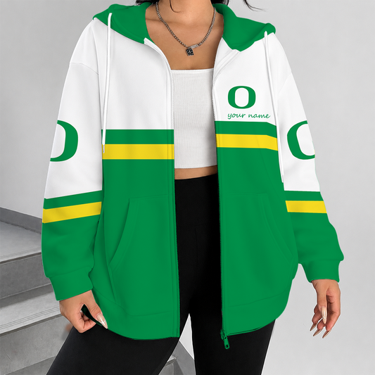 [TOUCHDOWN DEAL] NEW CUSTOMIZED NCAA FBS14 OGD OREGON DUCKS ZIP HOODIE