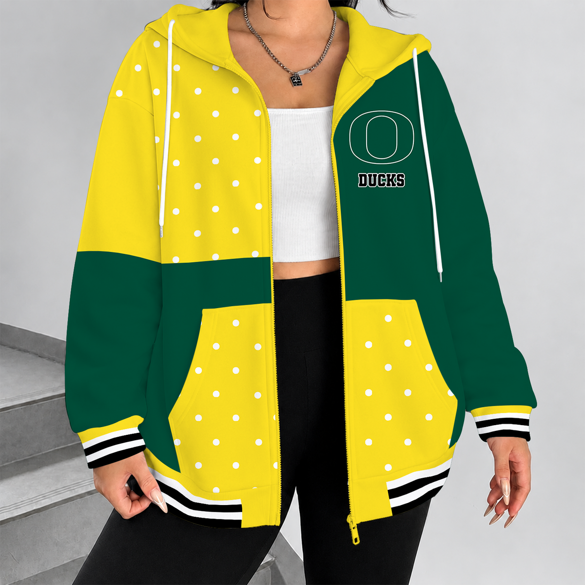 [TOUCHDOWN DEAL] NEW CUSTOMIZED NCAA FBS14 OGD OREGON DUCKS ZIP HOODIE