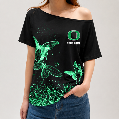 [TOUCHDOWN DEAL]NEW CUSTOMIZED NCAA FBS14 OGD OREGON DUCKS OFF-SHOULDER SHIRT