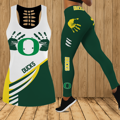 [TOUCHDOWN DEAL]NEW CUSTOMIZED NCAA FBS14 OGD OREGON DUCKS HOLLOW TANK TOP & LEGGINGS SET