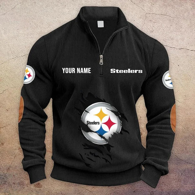 [TOUCHDOWN DEAL] NEW CUSTOMIZED NFL14 PSB PITTSBURGH STEELERS MULTICOLOR STRIPED QUATER ZIP SWEATSHIRT
