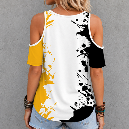 [TOUCHDOWN DEAL] NEW CUSTOMIZED NFL14 PSB PITTSBURGH STEELERS CRISS CROSS V-NECK TOP
