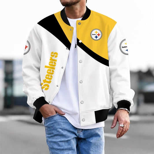[TOUCHDOWN DEAL] NEW CUSTOMIZED NFL14 PSB PITTSBURGH STEELERS SATIN VARSITY & BASEBALL JACKET