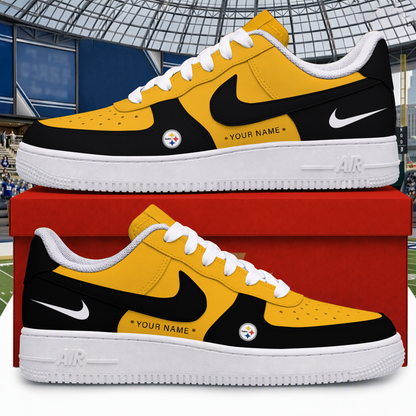[TOUCHDOWN DEAL] NEW CUSTOMIZED NFL14 PSB PITTSBURGH STEELERS AF1 SHOES