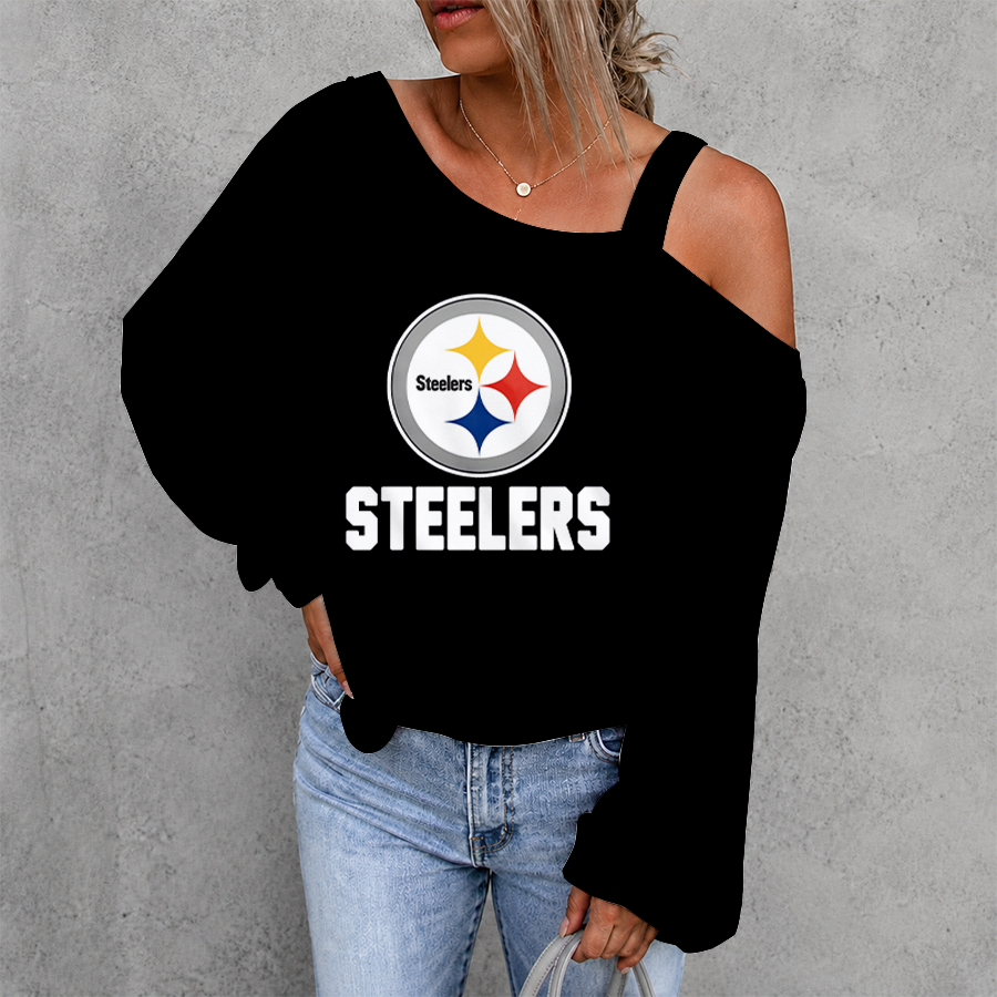 [SPECIAL OFFER] NEW CUSTOMIZED NFL14 PSB PITTSBURGH STEELERS WOMEN'S OFF-SHOULDER LONG SLEEVE SHIRT