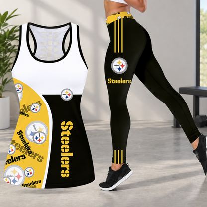 [TOUCHDOWN DEAL] NEW CUSTOMIZED NFL14 PSB PITTSBURGH STEELERS HOLLOW TANK TOP & LEGGINGS SET