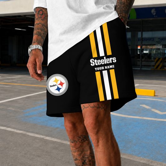 [TOUCHDOWN DEAL] NEW CUSTOMIZED NFL14 PSB PITTSBURGH STEELERS SHORT PANTS