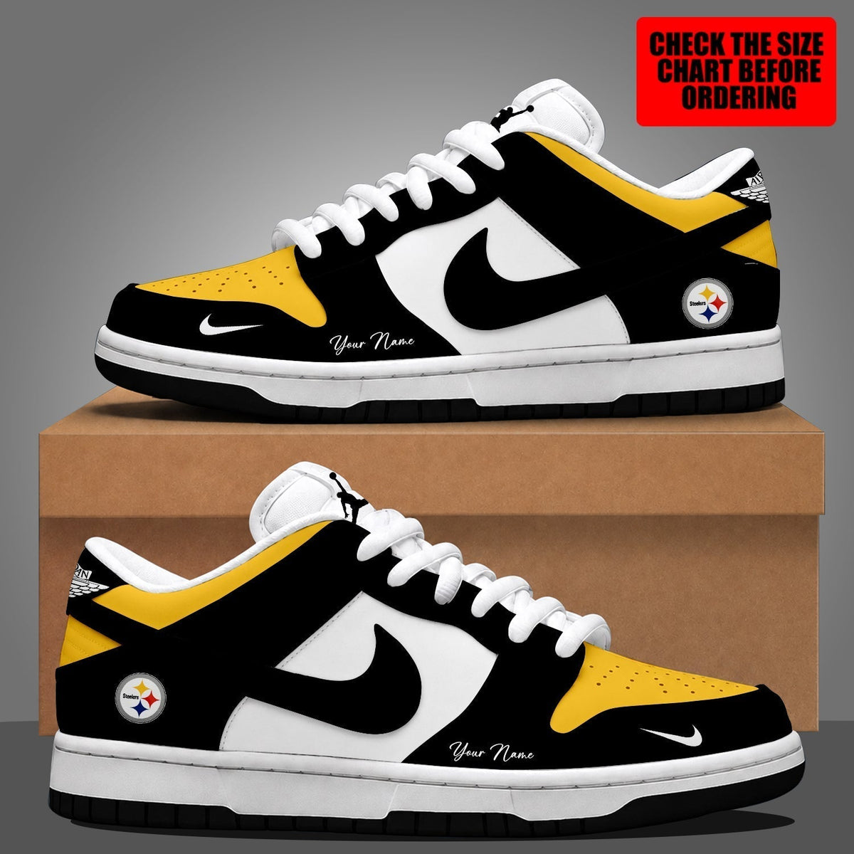 [TOUCHDOWN DEAL] NEW CUSTOMIZED NFL14 PSB PITTSBURGH STEELERS DUNK LOW SHOES