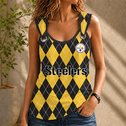 [TOUCHDOWN DEAL] NEW CUSTOMIZED NFL14 PSB PITTSBURGH STEELERS O-RING SHOULDER TANK TOP