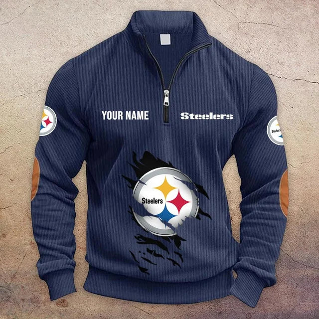 [TOUCHDOWN DEAL] NEW CUSTOMIZED NFL14 PSB PITTSBURGH STEELERS MULTICOLOR STRIPED QUATER ZIP SWEATSHIRT