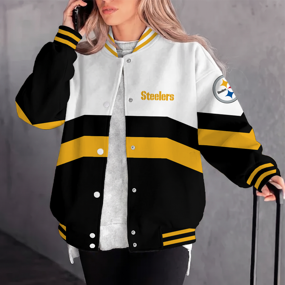 [TOUCHDOWN DEAL] NEW CUSTOMIZED NFL14 PSB PITTSBURGH STEELERS SATIN VARSITY & BASEBALL JACKET
