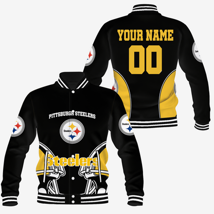 [TOUCHDOWN DEAL] NEW CUSTOMIZED NFL14 PSB PITTSBURGH STEELERS SATIN VARSITY & BASEBALL JACKET