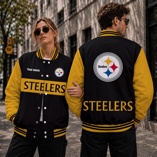 [TOUCHDOWN DEAL] NEW CUSTOMIZED NFL14 PSB PITTSBURGH STEELERS SATIN VARSITY & BASEBALL JACKET