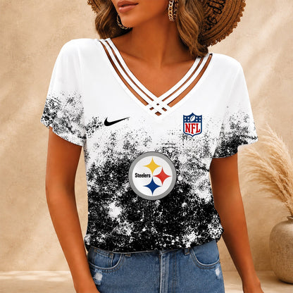 [TOUCHDOWN DEAL] NEW CUSTOMIZED NFL14 PSB PITTSBURGH STEELERS V-NECK SHIRT