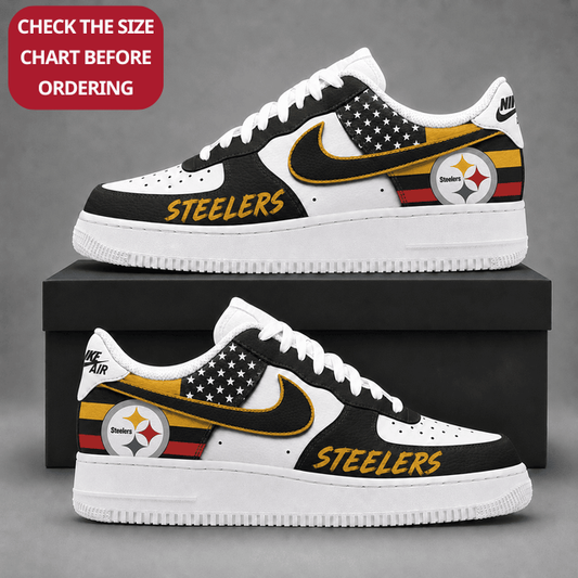 [TOUCHDOWN DEAL] NEW CUSTOMIZED NFL14 PSB PITTSBURGH STEELERS AF1 SHOES