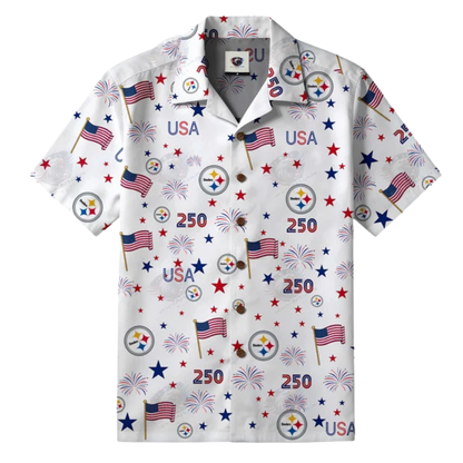 [TOUCHDOWN DEAL] NEW CUSTOMIZED NFL14 PSB PITTSBURGH STEELERS PATRIOTIC 250 USA HAWAIIAN SHIRT