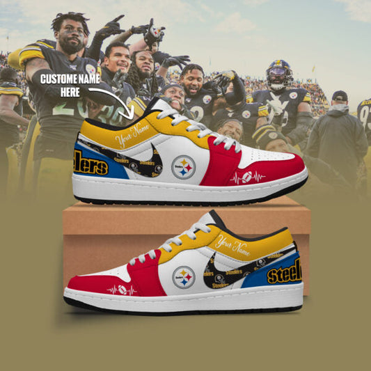 [TOUCHDOWN DEAL] NEW CUSTOMIZED NFL14 PSB PITTSBURGH STEELERS AIR JORDAN LOW SHOES