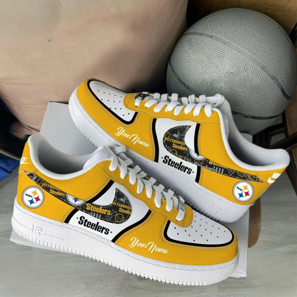 [TOUCHDOWN DEAL] NEW CUSTOMIZED NFL14 PSB PITTSBURGH STEELERS AF1 SNEAKERS