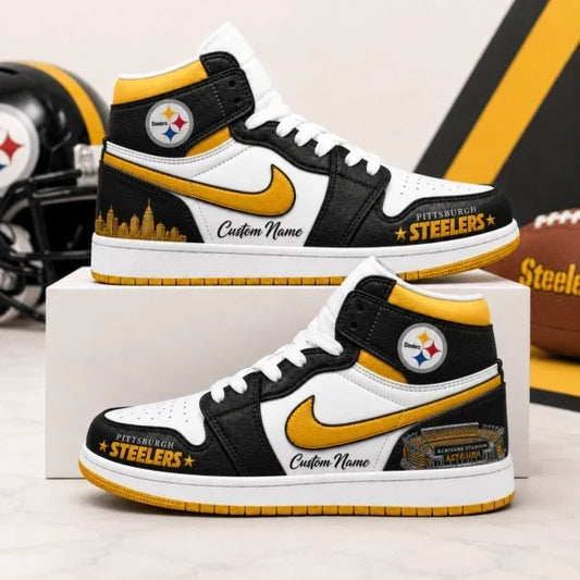 [TOUCHDOWN DEAL] NEW CUSTOMIZED NFL14 PSB PITTSBURGH STEELERS AIR JORDAN 1