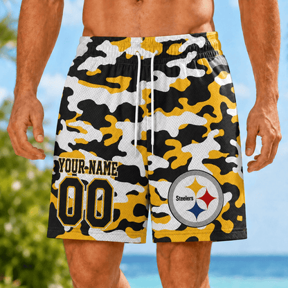 [TOUCHDOWN DEAL] NEW CUSTOMIZED NFL14 PSB PITTSBURGH STEELERS SHORT PANTS