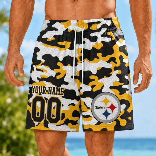 [TOUCHDOWN DEAL] NEW CUSTOMIZED NFL14 PSB PITTSBURGH STEELERS SHORT PANTS