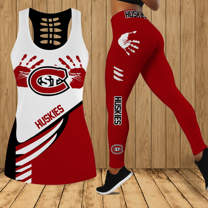 [PUCK DROP DEAL] NEW CUSTOMIZED NCAA MFF14 SCH ST. CLOUD STATE HUSKIES HOLLOW TANK TOP & LEGGINGS SET