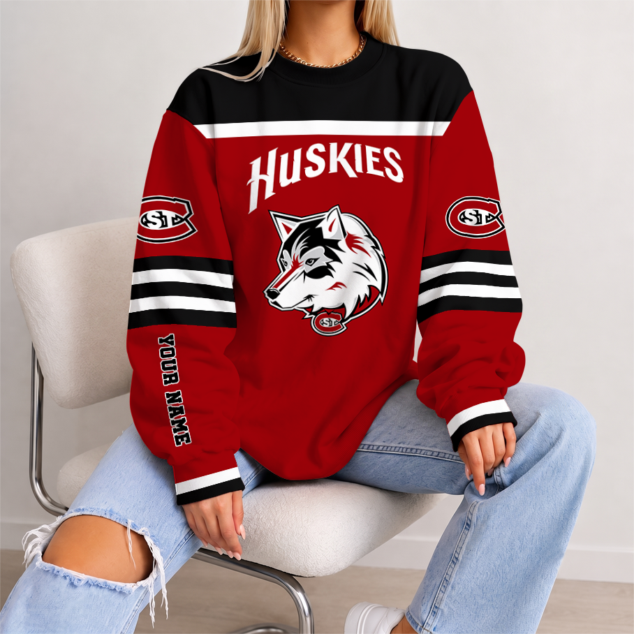 [PUCK DROP DEAL] NEW CUSTOMIZED NCAA MFF14 SCH ST. CLOUD STATE HUSKIES UNISEX SWEATSHIRT