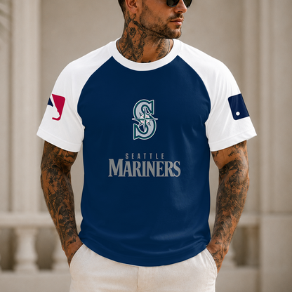 [HOMERUN DEAL] NEW MLB14 SMS SEATTLE MARINERS CUSTOMIZED RAGLAN TEE