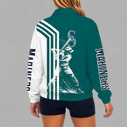 [HOMERUN DEAL] NEW CUSTOMIZED MLB14 SMS SEATTLE MARINERS V-NECK ZIPPER SWEATSHIRT JACKET
