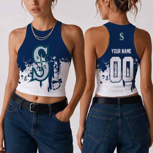 [HOMERUN DEAL] NEW CUSTOMIZED MLB14 SMS THE MARINERS WOMEN'S CROP TOP