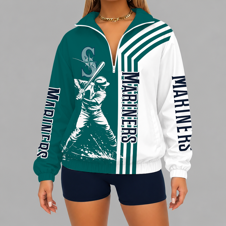 [HOMERUN DEAL] NEW CUSTOMIZED MLB14 SMS SEATTLE MARINERS V-NECK ZIPPER SWEATSHIRT JACKET
