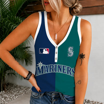 [HOMERUN DEAL] NEW CUSTOMIZED MLB14 SMS SEATTLE MARINERS WOMEN'S V-NECK TANK TOP
