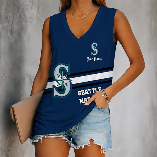 [HOMERUN DEAL] NEW CUSTOMIZED MLB14 SMS SEATTLE MARINERS WOMEN'S V-NECK TANK TOP