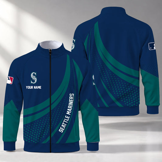 [HOMERUN DEAL] NEW CUSTOMIZED MLB14 SMS SEATTLE MARINERS STAND COLLAR JACKET