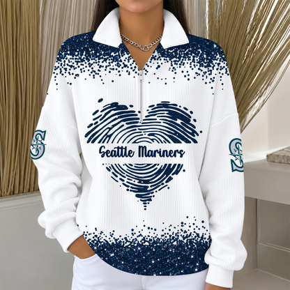 [HOMERUN DEAL] NEW CUSTOMIZED MLB14 SMS THE MARINERS QUARTER ZIP RIBBED SWEATER