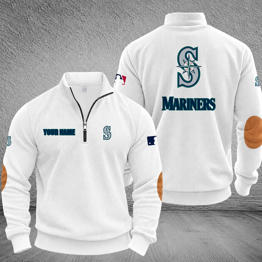 [HOMERUN DEAL] NEW CUSTOMIZED MLB14 SMS SEATTLE MARINERS MULTICOLOR STRIPED QUATER ZIP SWEATSHIRT