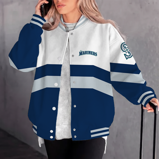 [HOMERUN DEAL] NEW CUSTOMIZED MLB14 SMS SEATTLE MARINERS SATIN VARSITY & BASEBALL JACKET