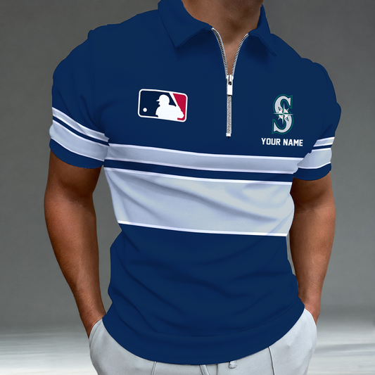 [HOMERUN DEAL] NEW CUSTOMIZED MLB14 SMS SEATTLE MARINERS ZIP POLO SHIRT