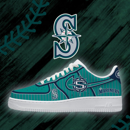 [HOMERUN DEAL] NEW CUSTOMIZED MLB14 SMS SEATTLE MARINERS AF1 SHOES