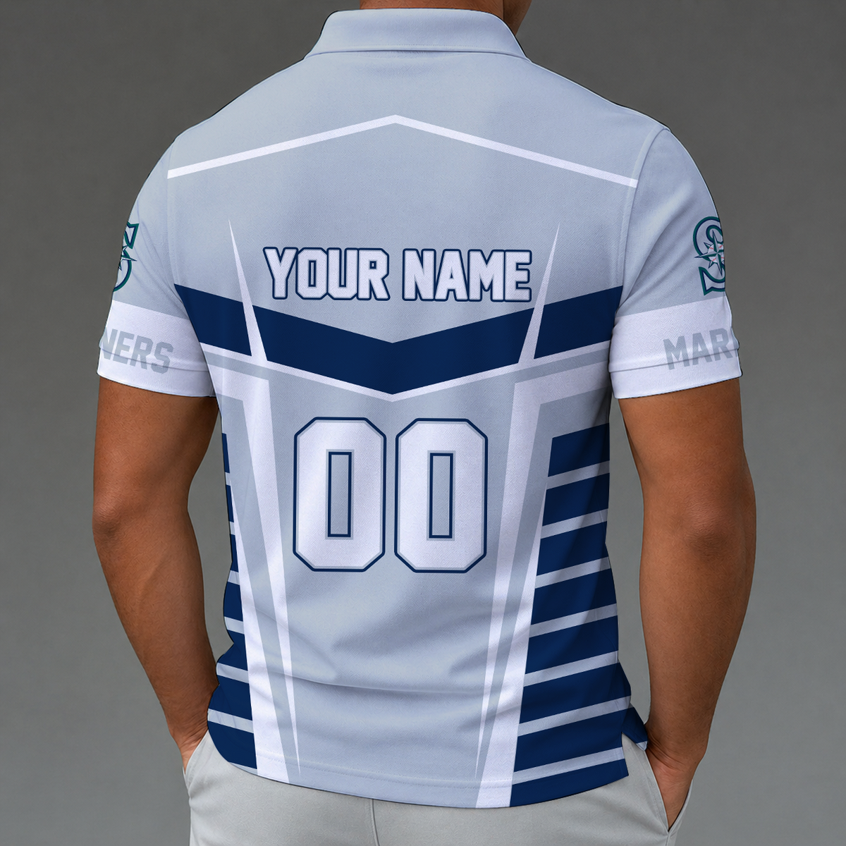 [HOMERUN DEAL] NEW CUSTOMIZED MLB14 SMS SEATTLE MARINERS ZIP POLO SHIRT