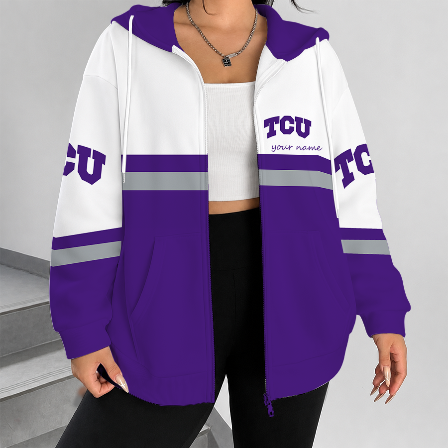 [FAN FAVORITE] NEW CUSTOMIZED NCAA CWS14 THF TCU HORNED FROGS ZIP HOODIE