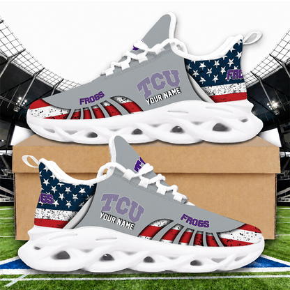 [HOMERUN DEAL] NEW CUSTOMIZED NCAA CWS14 THF TCU HORNED FROGS UNISEX CLUNKY SNEAKERS