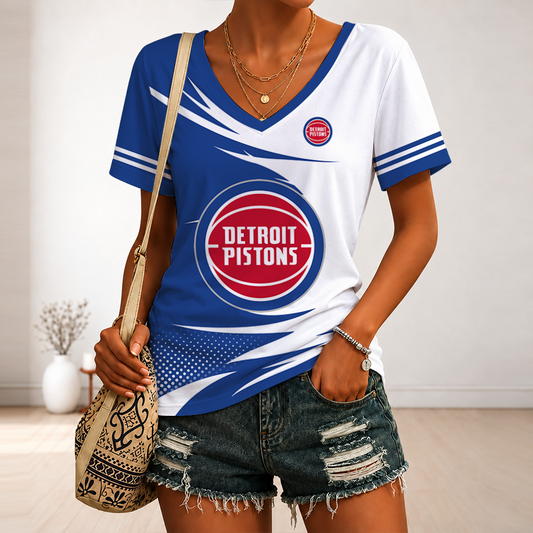 [HOT DEAL] NEW CUSTOMIZED NBA14 DPI DETROIT PISTONS V-NECK FEMALE SHIRT